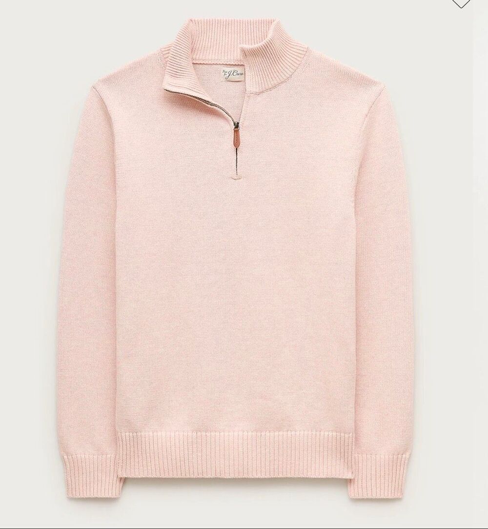 J. Crew Heritage cotton quarter-zip sweater in Heather Quartz NWT Size XL